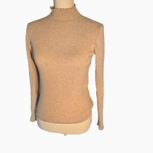 Boden Detailed Beige Turtleneck Size M
